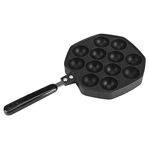 Aebleskiver Cast Iron NonStick Pan, 12 Cavities Aluminum Non-Stick Takoyaki Grill Pan Plate Octopus Ball/Pancake Maker Baking Mold for Other Dess