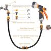 TFUFR Garden Hose Pipe Spray Gun Set, 8 Adjustable Patterns High Pressure Anti-Leaking Hose Gun with Hose Pipe Connect Adapters for Watering Plan