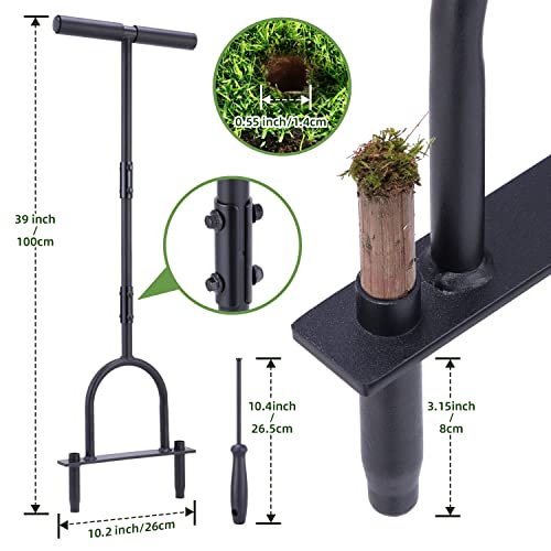 Ohuhu Lawn Aerator Tool, Lawn Aerator Hollow Tine Aerator Manual Aeration Tool with Storage Bags and Cleaning Tool, Heavy Duty Grass Aerators Loo