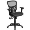 Flash Furniture Mid-Back Transparent Black Mesh Multifunction Executive Swivel Ergonomic Office Chair with Adjustable Arms, Metall, 58.42 x 72.39