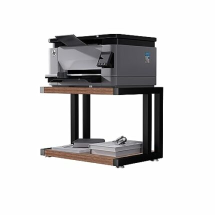 JOIN IRON Retro Double Layered Thickened Printer Stand, Modern and Fashionable Storage Bookshelf, Home Office Storage Copier Stand Table, Desktop