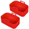 SPARES2GO Basket Compatible with Devology Double 9L Dual Air Fryer Drawer Liner Silicone (Pack of 2, Red)