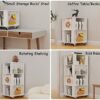 Canbrake 4 Tier 360° Rotating Bookshelf, Corner Bookshelf with Wheels, Rotating Stackable Shelves, Display Floor Standing Bookcase Storage,Multi-