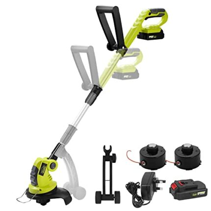 Cordless Grass Trimmer, DEWINNER 20V 2.0Ah Li-ion Electric String Edger, 2*Trimmer Line Grass Cutter Edging, 1 Battery And Charger Included