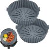 2Pcs Silicone Air Fryer Liners Reusable Air Fryer Silicone Pot Heat Resistant Round Silicone Baking Pan/Basket Air Fryer Accessories Paper Liners
