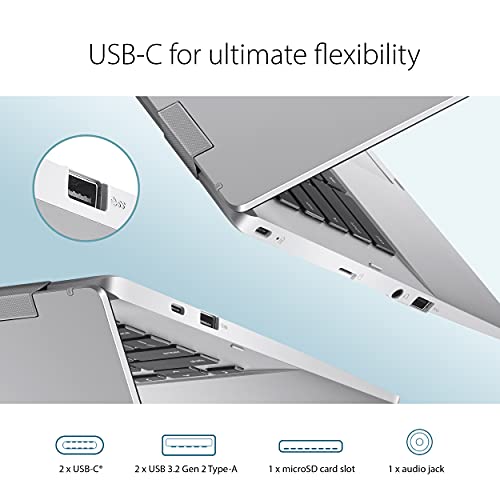 ASUS Chromebook CX1, 14" Full HD NanoEdge Display, Intel Celeron N3350 Processor, 64GB eMMC, 4GB RAM, Chrome OS, Transparent Silver, CX1400CNA-AS