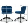 LEIGE Velvet Home Office Leisure Vanity Chair Armless Adjustable Swivel (Color : Argento, Size : Light Grey)