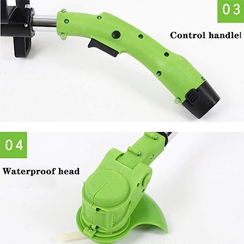 Grass Trimmer Electric,Upgraded Electric Lawn Mower for Home, Rechargeable Small Handheld Lawn Mower with Lithium Battery (Size : Battery*1)