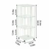VERAMY 4 Tier Metal Bookshelf With Wheels Rotating Bookshelf 360° Display Cubic Book Shelf Floor Standing Bookcase Storage Rack Utility Organizer