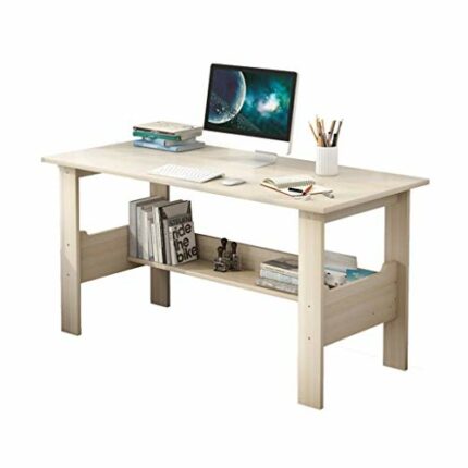 LXXSH Home Desktop Computer Desk with Bookshelf Simplistic Industrial Style Bedroom Laptop Study Table Office Table Workstation