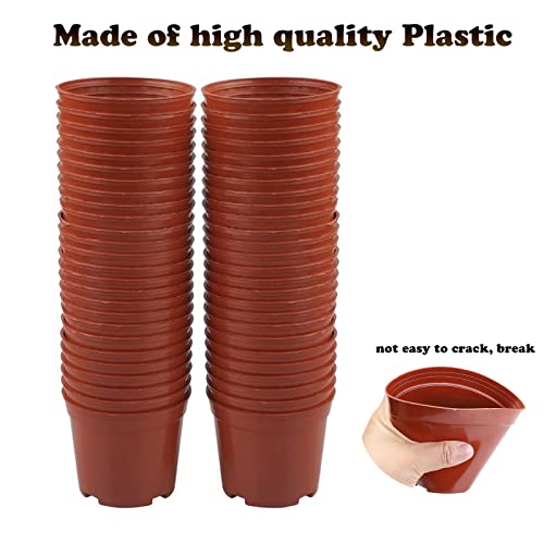 WAIZHIUA 50Pcs 7.5cm Plant Flower Pots, Plastic Plant Nursery Pots Small Flower Plant Container with 100Pcs Plant Labels for Succulent Fruit Vege
