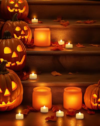 Homemory 24 Pack Warm White Battery LED Tea Lights, Lasts 3X Longer, 200Hours, Flameless Flickering Tealight Candle, Electric Fake Candle for Vot