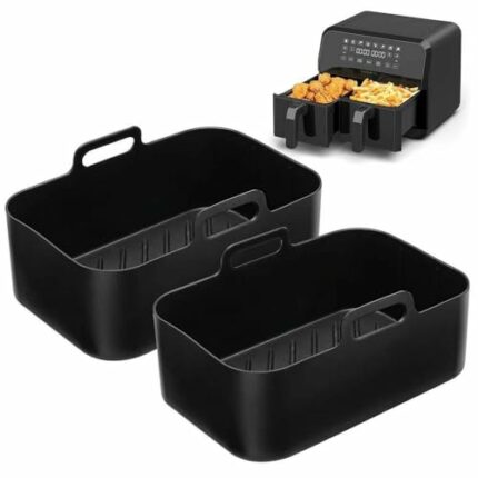 Air Fryer Liners Silicone for Ninja Set of 2 Double Silicone Pot Ninja AF400UK AF300UK Air Fryer Reusable Dishwasher Safe Ideal for Oven & Microw