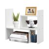 TY ARTS & CULTURE - Expandable Wood Desktop Storage Organizer Multipurpose Desk Bookshelf Display Shelf Rack Counter Top Bookcase for Office Home
