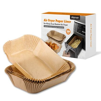Aieve Air Fryer Liners for Ninja Dual Air Fryer, 100Pcs Air Fryer Accessories, Air Fryer Disposable Parchment Paper Liners Compatible with Ninja