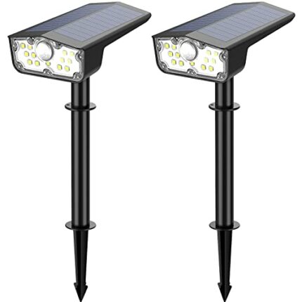 Solar Landscape Spotlights, Solar Security Lights Outdoor Motion Sensor, 2-in-1 IP65 Waterproof Solar Powered Garden Lights, 3 Brightness Modes O