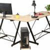 WLABCD Table Computer Desk L Shape Office Corner Table,Standing Combination Workbench Home Workstation Studio/Wood Color / 116×120×73cm