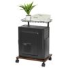ABQ Computer Tower Stand, C-Shape Mobile CPU Holder with Storage Basket, 2 Tier CPU Stand Cart with Lockable Wheels, Fits Most Gaming PC Under De