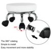 WKWKER Roller Seat PU Leather Low Round Rolling Stool Small Stool with Universal Swivel Caster Wheels for Home Office Garage Shop Fitness Sport,H