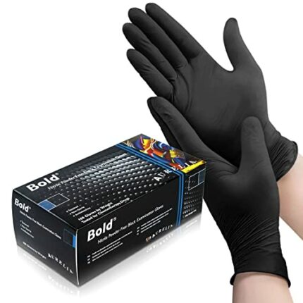UK BEST BRANDS Packaging + Black Nitrile Disposable Gloves - Ideal for: Tattooist mechanic (100 Pack - Small)