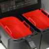 SPARES2GO Basket Compatible with Devology Double 9L Dual Air Fryer Drawer Liner Silicone (Pack of 2, Red)