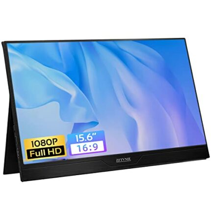 Portable Monitor- ZFTVNIE 15.6 Inch Full HD 1080P IPS Monitor, Ultra-Slim Screen with USB C/TypeC/HDMI, Leather Case&Built-in Speakers, External