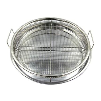 Non-Stick Oven Baking Tray, Air Fryer Crisper Basket with Elevated Mesh Crisping Grill, Round Pan Sheet with Rack, Safe Baking, Non Toxic, Easy C