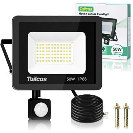 Security Lights Outdoor Motion Sensor, 50W 4500LM Outside Security Light with PIR Sensor, IP66 Waterproof Flood Lights Outdoor Mains Powered, Ult