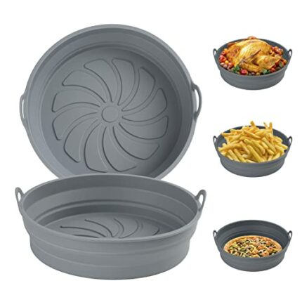 Pietuley 2pcs Foldable Air Fryer Liners Reusable, Silicone Pot Insert for Tower Basket for COSORI Tray for Ninja Mould Pan Air Fryer Accessories
