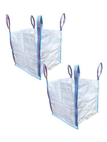 A&A SUPPLIES UK - 2 x 1/2 Half a Tonne FIBC Bulk Builders Bags Strong Garden Waste Heavy Duty Industrial Woven Material Jumbo Sacks Ton (2)