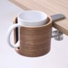 urbanplus Desk Cup Holder, Anti-Spill Wood Cup Holder for Desk with Aluminium Mount, for Home, Office, Work from Home, Gaming