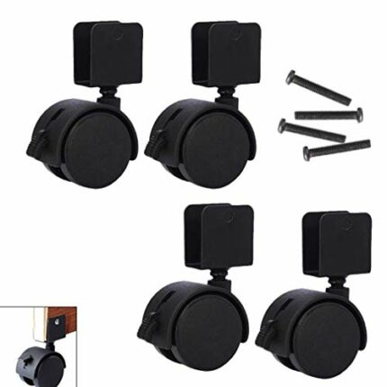SKOAJAS Plate Casters Furniture Caster With Brake,Crib Child Nylon Swivel Castors,With u-Shaped Splint Bracket,for Crib Child Bookcase,Push Smoot
