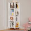 Canbrake 4 Tier 360° Rotating Bookshelf, Corner Bookshelf with Wheels, Rotating Stackable Shelves, Display Floor Standing Bookcase Storage,Multi-