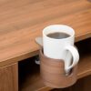urbanplus Desk Cup Holder, Anti-Spill Wood Cup Holder for Desk with Aluminium Mount, for Home, Office, Work from Home, Gaming