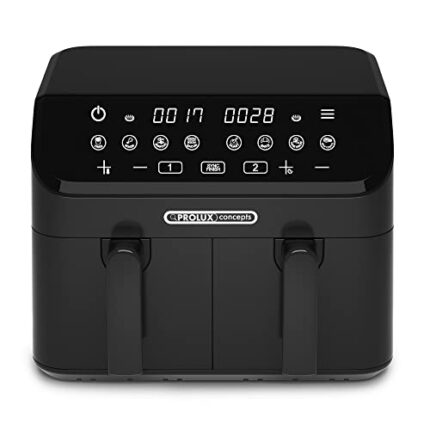 ProLux Concepts 9L Family Size Digital Air Fryer: Dual Basket with Rapid Air Circulation | Healthier Cooking with Less Fat | 2000W Twin Basket Sy