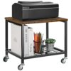 Pinter Rolling Cart 2 Tier Mobile Printer Stand Under Desk Storage Cart Industrial Printer Table with Wheels for Fax Machine, Copier, Scanner in