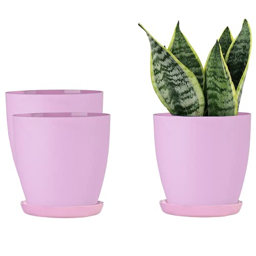 ORTEN Plant Pot Indoor Plastic Flower Pots for All House Plants, Herbs, Cactus, Orchid, Succulents Matt Colours, Set of 3 (Ø 12cm (4.72 in), Matt