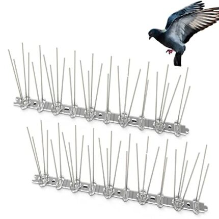 Fox·Bunny Pigeon Deterrent, 2Pcs Bird Spikes for Pigeons, Bird Deterrent Products with Click Closure,Stainless Steel Pigeon Spikes for Gardens, B
