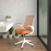 EMMA + OLIVER Mid-Back Light Gray Mesh Ergonomic Task Office Chair, White Frame - Flip-Up Arms