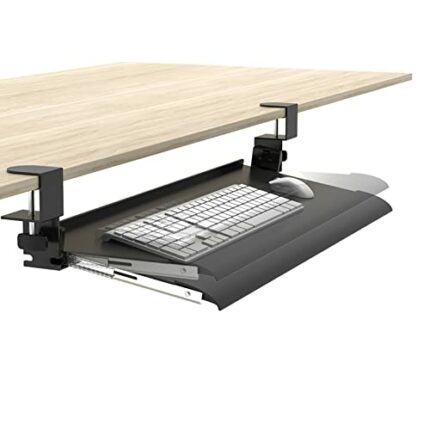 WANGFENG C Clamp-On Keyboard Tray, Ergonomically Slides Slide-Out Drawer Keyboard Mouse The Desktop Keyboard and Mouse Platform for Home or Offic
