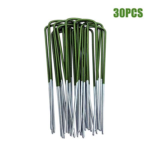 Half Green Artificial Grass Pegs - Turf Pin Strong Pegs, U Shaped 150x25x3mm Turf Pin Strong Artificial Grass Lawn Garden Pegs to pin fake grass,