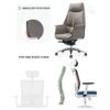 YT.JYUERI Relax Comfortably Safe Managerial Chairs Leather Office Chair High Back Home Desk Chair Grey Computer Chair with Armrest Executive Offi