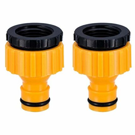 TOPWAYS 3/4 inch and 1/2 inch BSP 2in1 Plastic Outdoor Graden Hose Tap Connector Threaded Faucet Adapter 2 pack