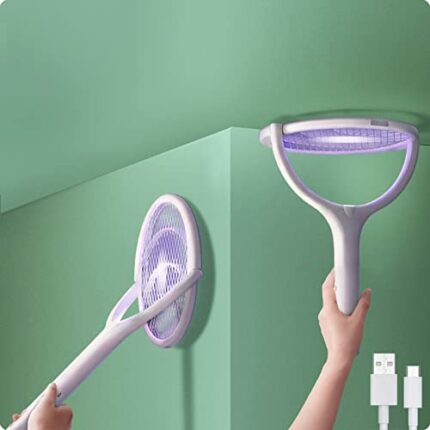 Rotating Head Rechargeable Electric Fly Swatter Fly Zapper Fly Zapper Racket Fly Killer Fly Catcher Fruit Fly Trap Spider Catcher Bug Zapper Mosq