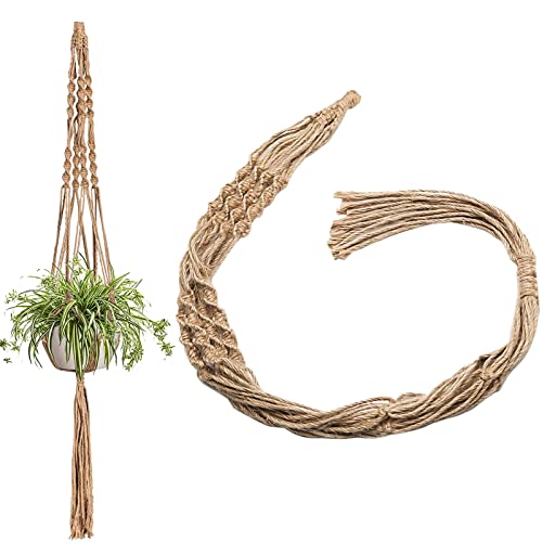 Eyerayo Plant Hanger, Macrame Hanging Plant Holder Handmade Jute Rope Flower Pot Hangers Basket for Indoor Outdoor Boho Home Décor