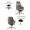 YT.JYUERI Relax Comfortably Safe Managerial Chairs Leather Office Chair High Back Home Desk Chair Grey Computer Chair with Armrest Executive Offi