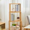 VERAMY 3 Tier Bamboo Bookshelf Rotating Bookshelf Floor Standing Bookcase Storage Rack Large Capacity Bookshelf Utility Organizer Shelves For Liv