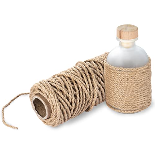 Jute Twine String 4mm Thick 100 Feet Heavy Duty Strong Hessian Jute Rope Natural Brown Garden Sisal Rope for Decoration Garden Crafts and Bundlin