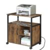 Kavonty Lateral File Cabinet,Office Filing Cabinets with Socket and USB Charging Port,Modern Rolling Printer Stand with Storage for A4, Letter Si