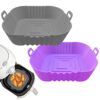 ZHONYEE 2 Pack Square Air Fryer Silicone Liners, Reusable Heat-Resistant and Food Safe Air Fryer Accessories, Easy Cleaning, Top 8.6 Inch Bottom
